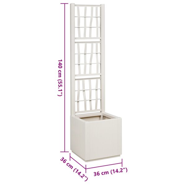 vidaXL Záhradný kvetináč s trelážou Biela 36x36x140 cm PP – Obrázok 8