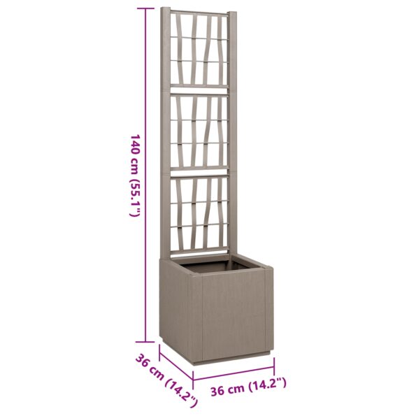 vidaXL Záhradný kvetináč s trelážou Světlohnedý 36x36x140 cm PP – Obrázok 8