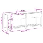 vidaXL Záhradný kvetináč s poličkou 203x53x76 cm z masívneho dreva – Obrázok 10