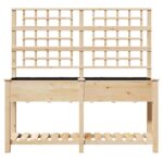 vidaXL Záhradný kvetináč s trelážou a policou 161x43x152 cm z masívneho dreva borovice – Obrázok 5