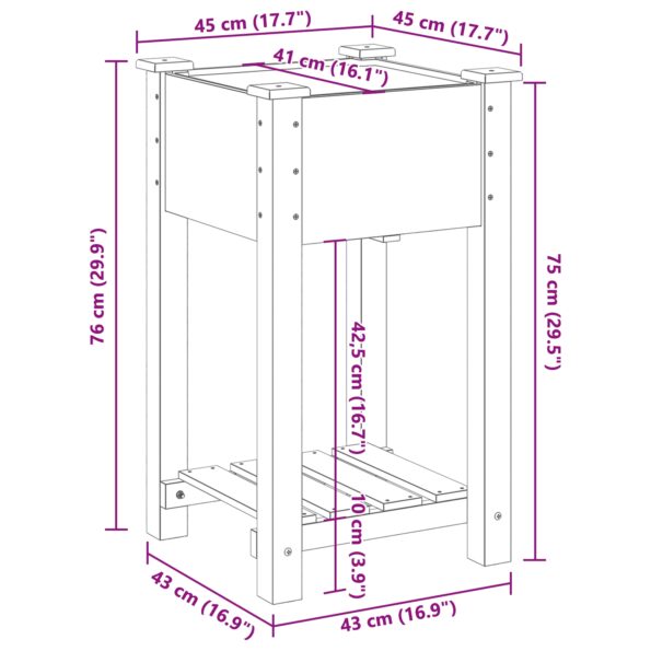 vidaXL Záhradný kvetináč s policou 45x45x76 cm z masívneho dreva – Obrázok 10