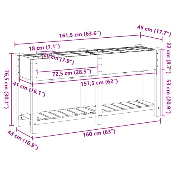 vidaXL Záhradný truhlík s mriežkami 161x43x76 cm z masívneho borovice – Obrázok 10