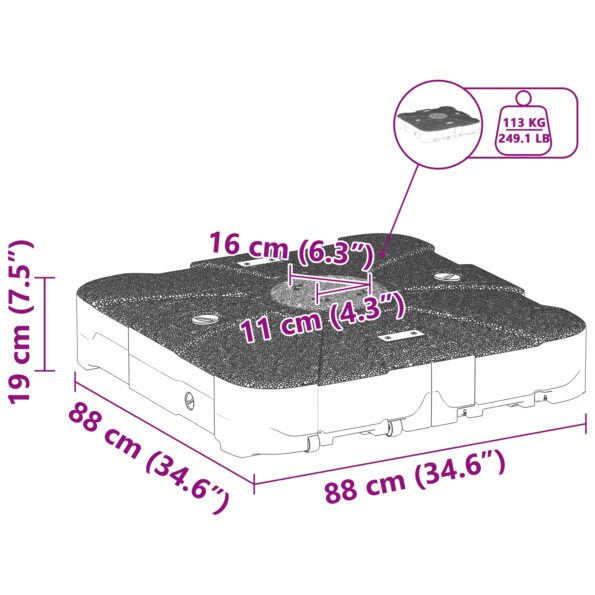vidaXL Sada podstavcov slnečníka 2 ks 150kg piesku alebo 113kg vody – Obrázok 13