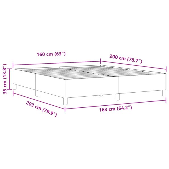 vidaXL Rám postele Svetlosivá 160x200 cm Zamatová látka – Obrázok 9
