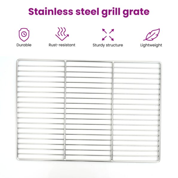 vidaXL Rošt na gril s rukoväťami obdĺžnikový 60x40 cm z nehrdzavejúcej ocele – Obrázok 4