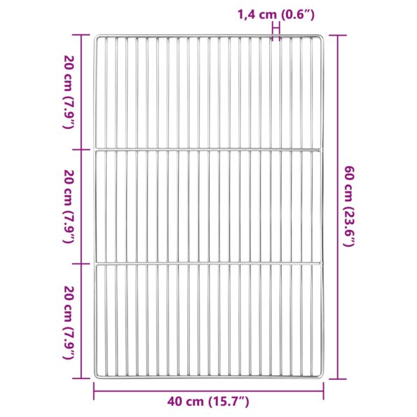 vidaXL Rošt na gril s rukoväťami obdĺžnikový 60x40 cm z nehrdzavejúcej ocele – Obrázok 9