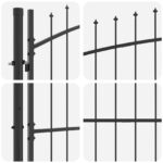 vidaXL Záhradná brána so špicatým vrcholom sivá 125x300 cm oceľ – Obrázok 5