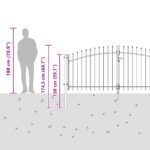 vidaXL Záhradná brána so špicatým vrcholom sivá 125x300 cm oceľ – Obrázok 8