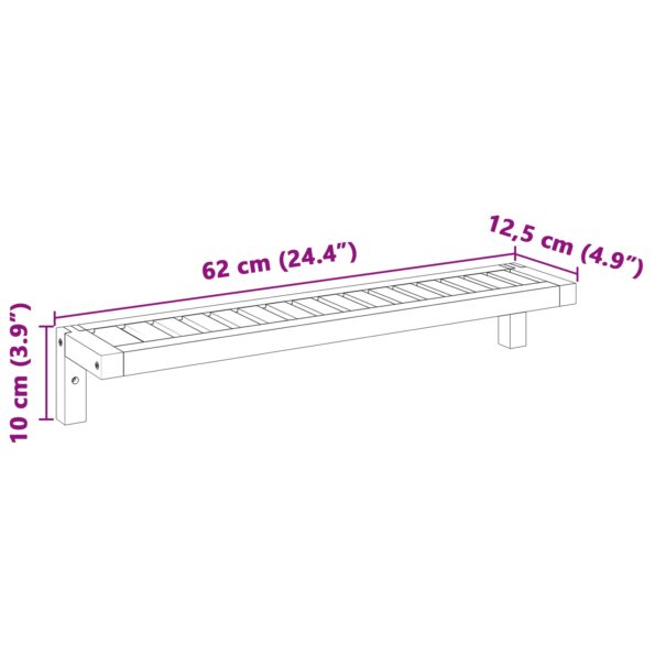 vidaXL Nástenný regál 62x10x12,5 cm z masívneho orecha – Obrázok 9
