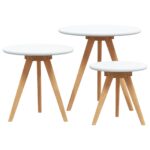 vidaXL Sada konferenčných stolíkov z masívneho dreva, orech a drevotriesky – Obrázok 2