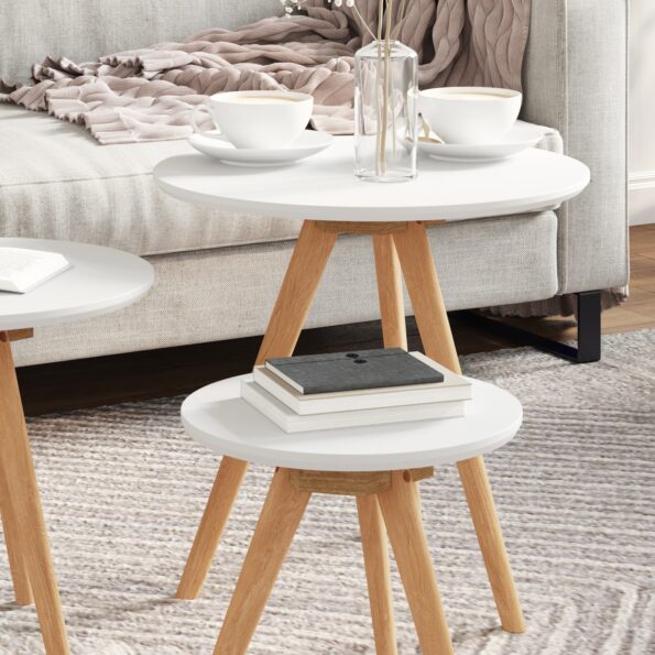 vidaXL Sada konferenčných stolíkov z masívneho dreva, orech a drevotriesky – Obrázok 4