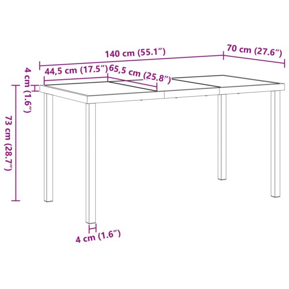 vidaXL Záhradný stôl Čierny 140x80x73 cm Temperované sklo – Obrázok 10