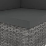 vidaXL Sektorová rohová pohovka sivá polyratanová – Obrázok 5