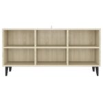 vidaXL TV stolík nohy z kovu dub sonoma 103,5x30x50 cm – Obrázok 4