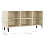 vidaXL TV stolík nohy z kovu dub sonoma 103,5x30x50 cm – Obrázok 6