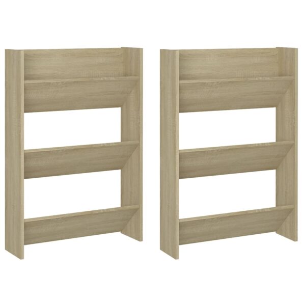vidaXL Nástenné skrinky na topánky 2 ks, dub sonoma 60x18x90 cm – Obrázok 2