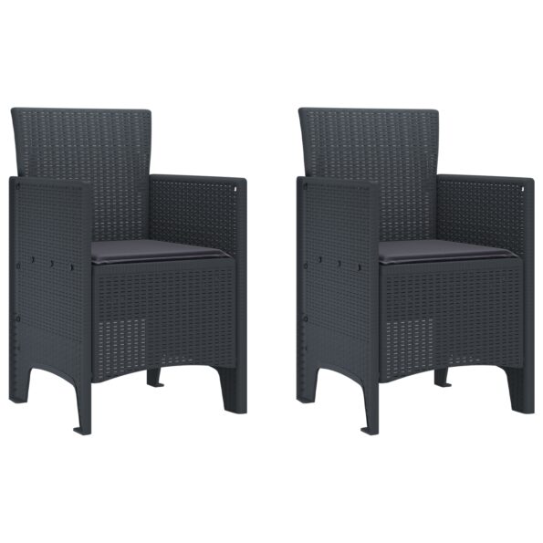 847451_2.jpg vidaXL Záhradné stoličky s vankúšmi 2 ks Antracitová Poly Rattan – Obrázok 2