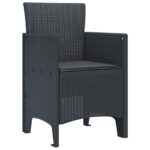vidaXL Záhradné stoličky s vankúšmi 2 ks Antracitová Poly Rattan – Obrázok 4