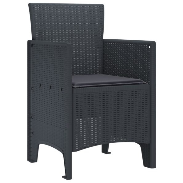 847451_4.jpg vidaXL Záhradné stoličky s vankúšmi 2 ks Antracitová Poly Rattan – Obrázok 4