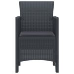 vidaXL Záhradné stoličky s vankúšmi 2 ks Antracitová Poly Rattan – Obrázok 6