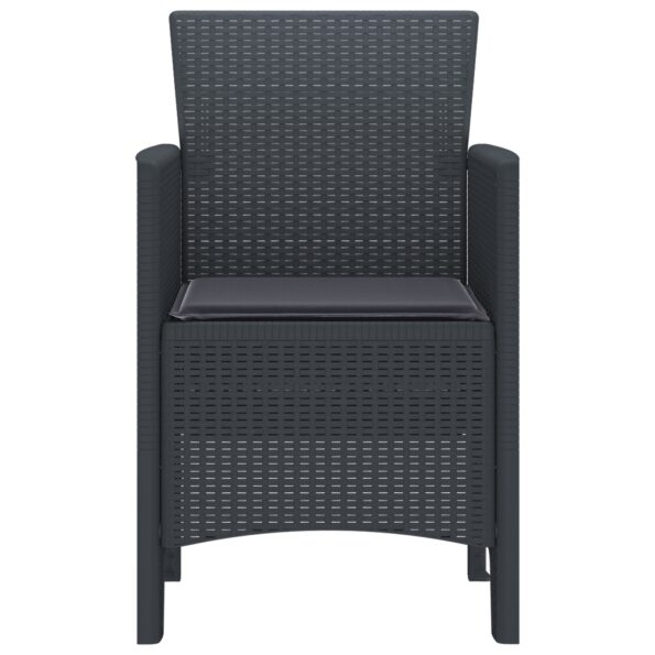 847451_6.jpg vidaXL Záhradné stoličky s vankúšmi 2 ks Antracitová Poly Rattan – Obrázok 6
