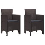 vidaXL Záhradná stolička 2 pcs Hnedá 53 x 49 x 85 cm Polypropylén – Obrázok 2