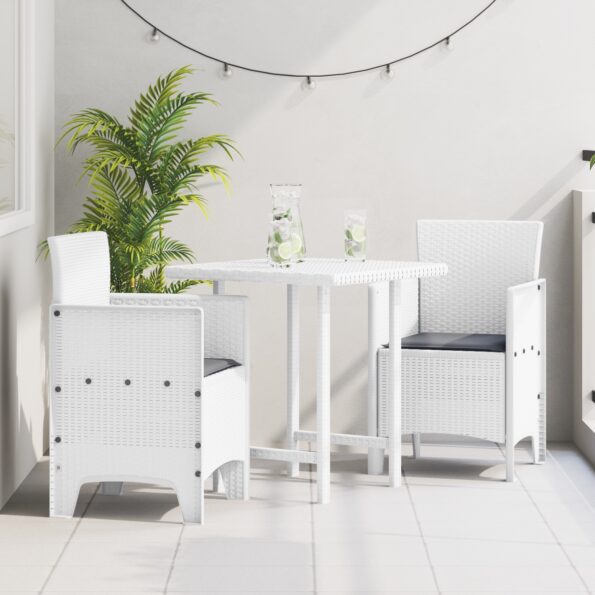 847461_1.jpg vidaXL Záhradné stoličky s vankúšmi 2 ks Biele Poly Rattan – Obrázok 1