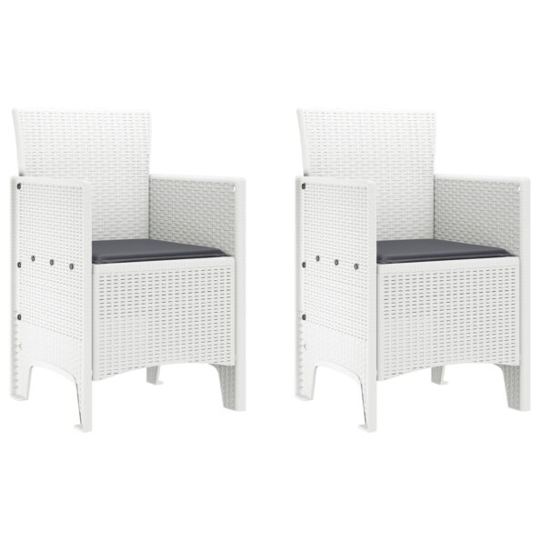 847461_2.jpg vidaXL Záhradné stoličky s vankúšmi 2 ks Biele Poly Rattan – Obrázok 2