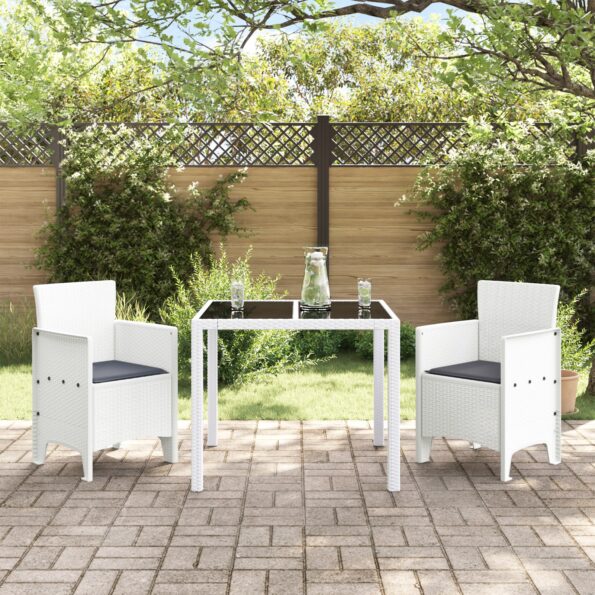 847461_3.jpg vidaXL Záhradné stoličky s vankúšmi 2 ks Biele Poly Rattan – Obrázok 3
