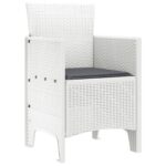 vidaXL Záhradné stoličky s vankúšmi 2 ks Biele Poly Rattan – Obrázok 4