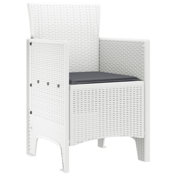 847461_4.jpg vidaXL Záhradné stoličky s vankúšmi 2 ks Biele Poly Rattan – Obrázok 4