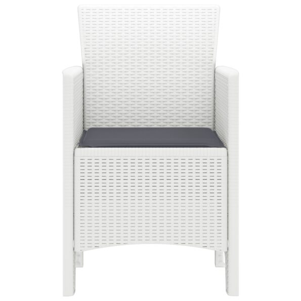 847461_6.jpg vidaXL Záhradné stoličky s vankúšmi 2 ks Biele Poly Rattan – Obrázok 6