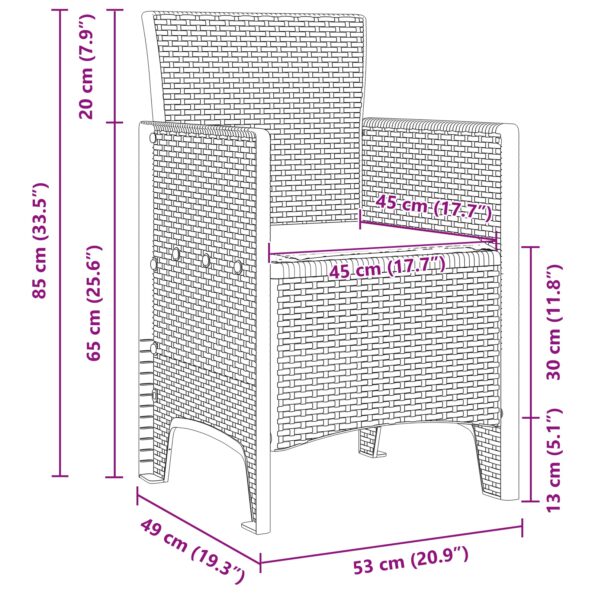 vidaXL Záhradná stolička 2 pcs Biela 53 x 49 x 85 cm Polypropylén – Obrázok 10