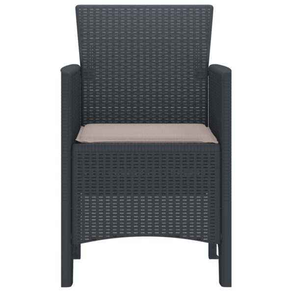 847469_6.jpg vidaXL Záhradné stoličky s vankúšmi 4 ks Antracitový Poly Ratan – Obrázok 6