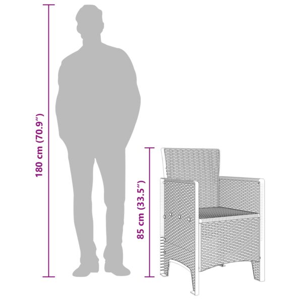 vidaXL Záhradné kreslá 4 ks Hnedá Poly Rattan – Obrázok 11