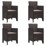 vidaXL Záhradná stolička 4 pcs Hnedá 53 x 49 x 85 cm Polypropylén – Obrázok 2