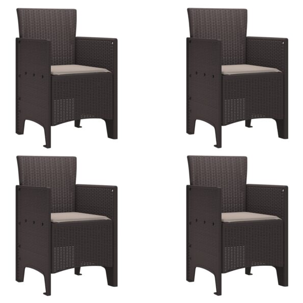 vidaXL Záhradná stolička 4 pcs Hnedá 53 x 49 x 85 cm Polypropylén – Obrázok 2