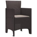 vidaXL Záhradná stolička 4 pcs Hnedá 53 x 49 x 85 cm Polypropylén – Obrázok 4
