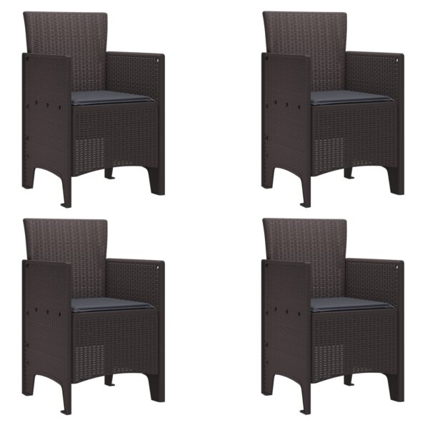 vidaXL Záhradná stolička 4 pcs Hnedá 53 x 49 x 85 cm Polypropylén – Obrázok 2