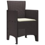 vidaXL Záhradné stoličky s vankúšmi 4 ks Hnedý Poly ratan – Obrázok 4