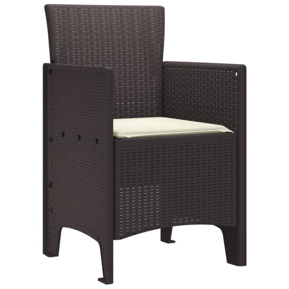 vidaXL Záhradné stoličky s vankúšmi 4 ks Hnedý Poly ratan – Obrázok 4
