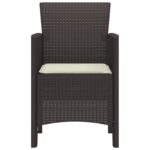 vidaXL Záhradné stoličky s vankúšmi 4 ks Hnedý Poly ratan – Obrázok 5
