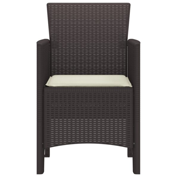 vidaXL Záhradné stoličky s vankúšmi 4 ks Hnedý Poly ratan – Obrázok 5