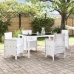 vidaXL Záhradné stoličky 4 ks Biele Polyratan – Obrázok 3