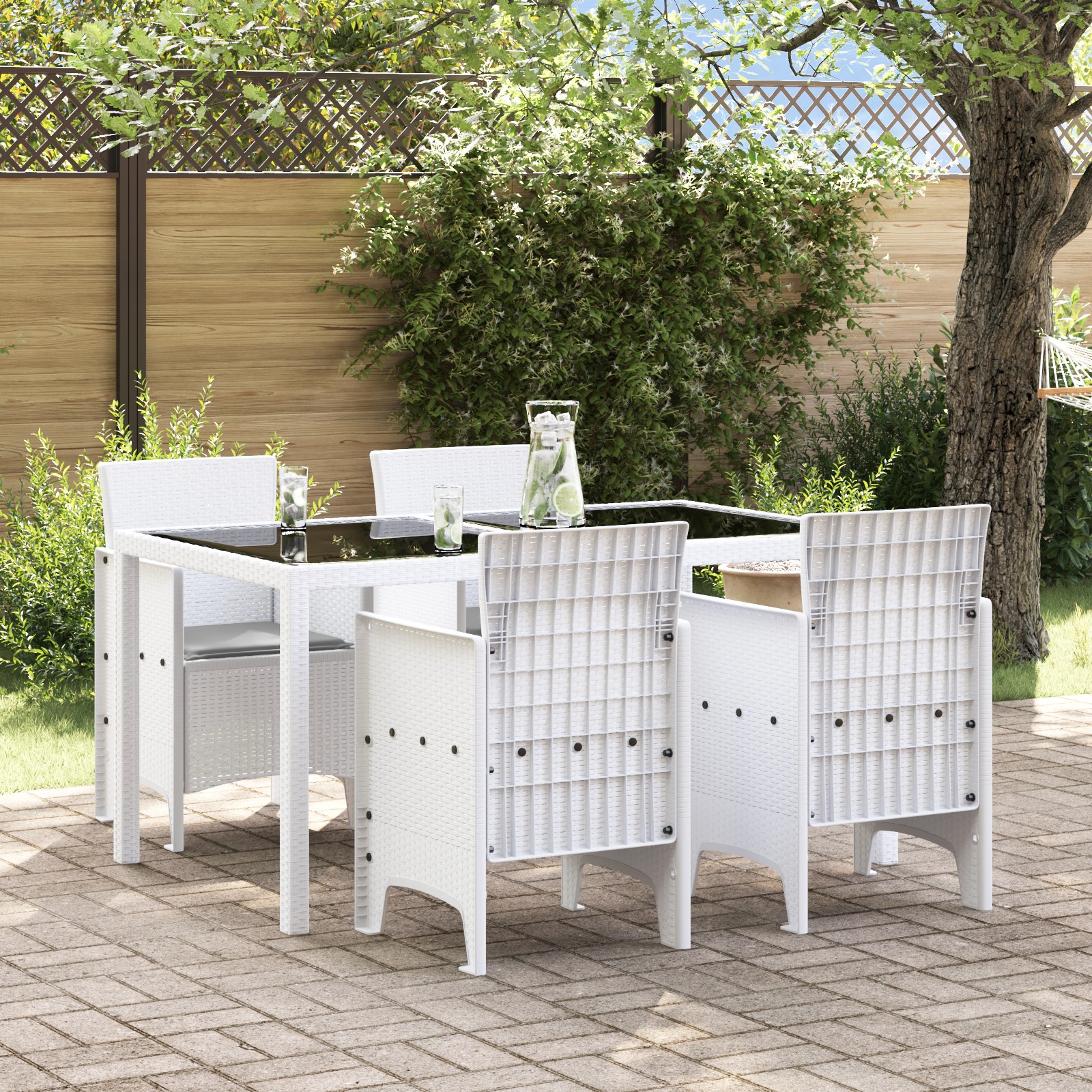 847480_1.jpg vidaXL Záhradná stolička 4 pcs Biela 53 x 49 x 85 cm Polypropylén – Obrázok 1