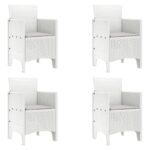 vidaXL Záhradná stolička 4 pcs Biela 53 x 49 x 85 cm Polypropylén – Obrázok 2