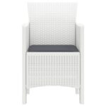 vidaXL Záhradné stoličky s vankúšmi 4 ks Biela Poly ratan – Obrázok 6