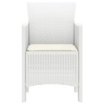 vidaXL Záhradné stoličky s polstrovaním 4 ks Biele Poly Ratan – Obrázok 6