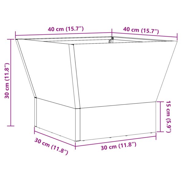 vidaXL Ohnisko Štvorcové Čierne 40x40x30 cm Oceľ – Obrázok 9