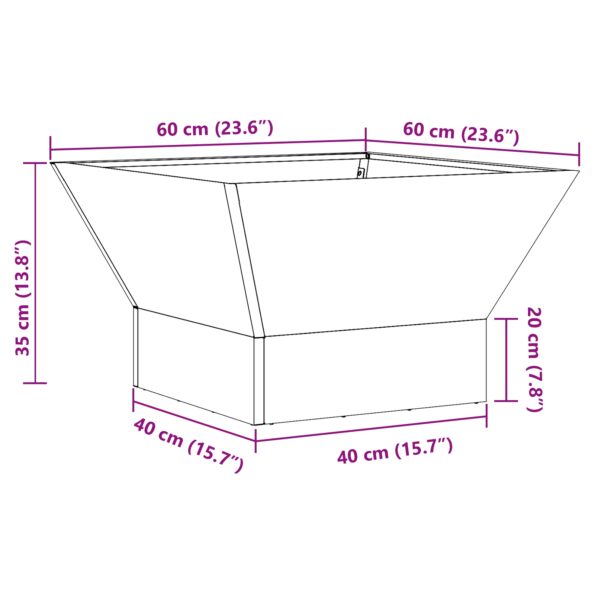 vidaXL Ohnisko Čierna 60 x 60 x 35 cm Oceľ – Obrázok 9